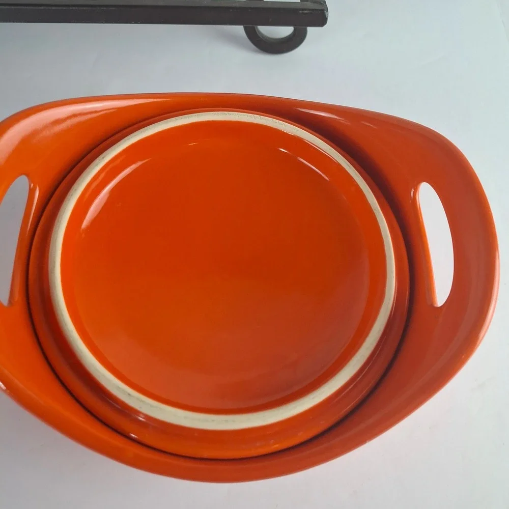 Rachael Ray Orange Stoneware 18 oz Ramekin Round Lidded Mini Cocotte G014